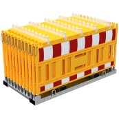SET | with 20 panel fence | on storage and transport crossbar | with lamp adapter | with red/white foil, type RA2/B | type of barrier NOX yellow